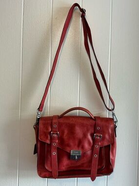 A Rare HTF Vintage Picard Red Leather Crossbody Messenger Handbag Stunning!